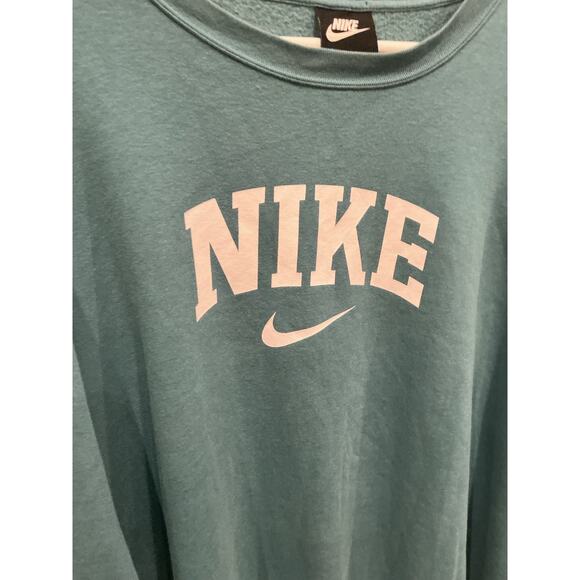 Nike Womens Sweatshrit Plus Size 3X Teal Green Spellout Logo Athleisure Leisure - Picture 2 of 8